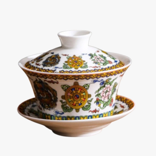 Large Gaiwan "White Eight Treasures" (Ba Bao) 320ml